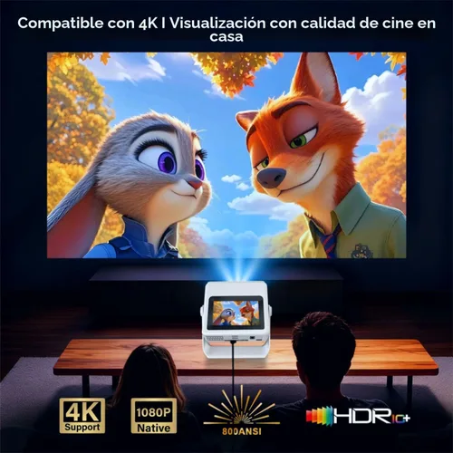 Miniatura 4 de Proyector con soporte 4K con WiFi y Bluetooth, Proyector inteligente portátil al aire con pantalla táctil, enfoque automático y control táctil