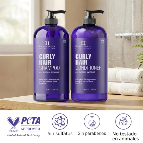 Miniatura 8 de Botanic Hearth Juego de champú y acondicionador para cabello rizado para cabello rizado Desenreda, define y mejora los rizos Con aceite