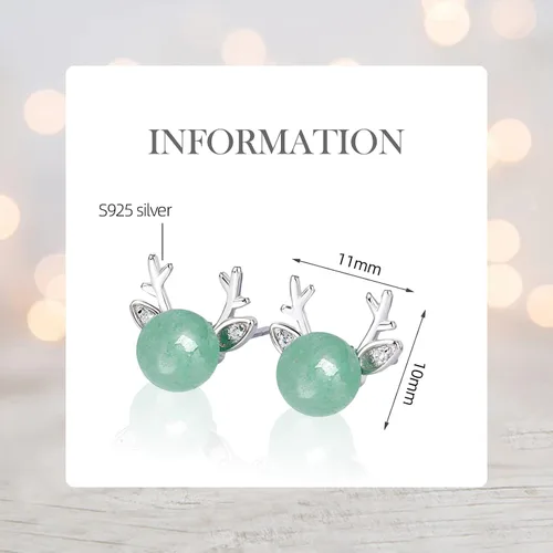 Miniatura 8 de Jade Earrings Studs,Green Jade Earrings for Women,925 Sterling Silver Earrings Studs for Sensitive Ears,Handmade Jade Earrings for Birthday