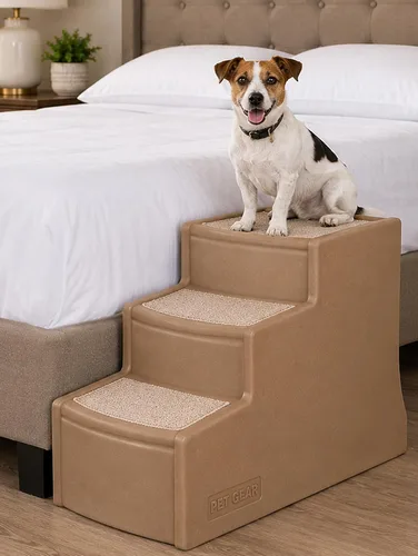 Miniatura 10 de Pet Gear Easy Step III Escalera para mascotas, 3 escalones para gatos/perros, alfombras lavables extraíbles, para mascotas de hasta 150 libras,