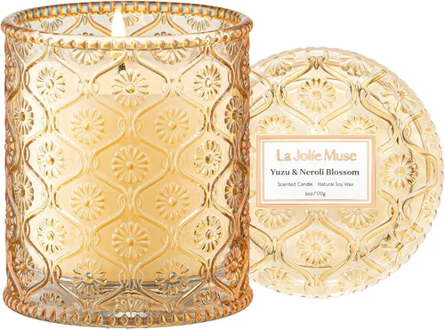 Miniatura 15 de LA JOLIE MUSE - Vela perfumada de Santal Rose – Azafrán, Rosa y Cuero 6 onzas de cera de soja natural 40 horas de combustión limpia Lista