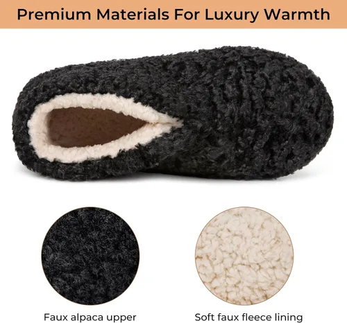 Miniatura 3 de HomeTop Pantuflas tipo botín mullido para mujer, cálidas, para invierno, para interiores, con forro polar de peluche