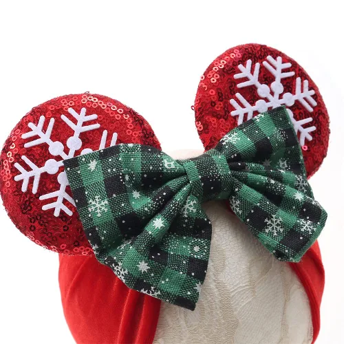 Miniatura 6 de Diadema para bebé niña con orejas de ratón y lazo de lunares 3D, diadema ancha para recién nacido, bebé y niña, accesorios para la cabeza