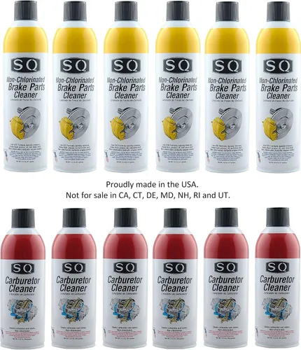 Miniatura 2 de SQ 6 Limpiador de frenos sin cloro 14.5 OZ y 6 Limpiador de carburador 12.5 OZ, restricciones de estado Aplicar