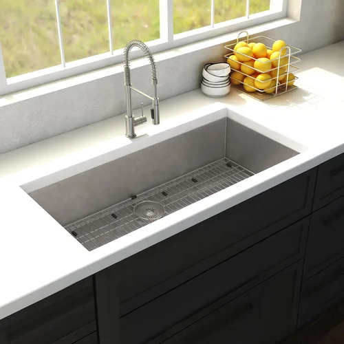 Miniatura 6 de ZLINE - Fregadero de cocina Meribel de acero inoxidable con rejilla inferior de 33 pulgadas (SRS-33)