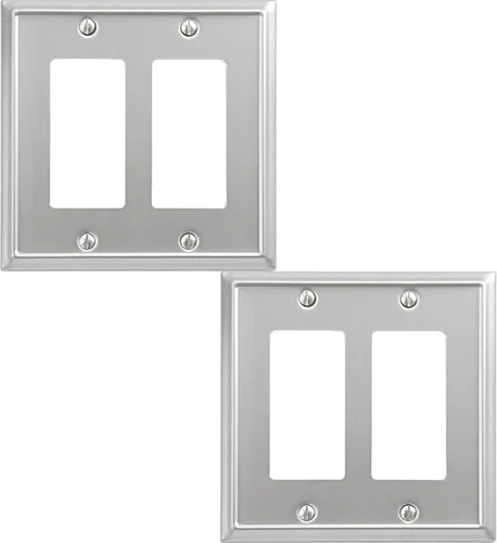 Miniatura 14 de OKAWYC Aria - Placa de pared metálica para interruptor de luz en blanco, paquete de 4 unidades, níquel cepillado de 1 banda, cubierta de interruptor