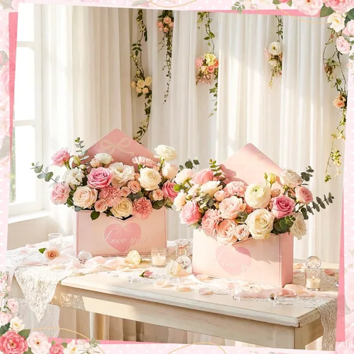 Miniatura 4 de Geyee 10 cajas sobre para ramo de floristería de graduación clase de 2026, ramo de flores de corazón rosa, embalaje de papel de regalo, bolsas