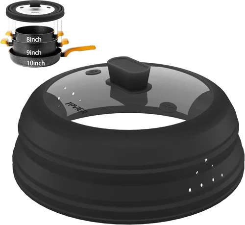 Miniatura 9 de Cubierta para salpicaduras de microondas, cubierta plegable de silicona para placa de microondas con vidrio para tapa protectora de salpicaduras