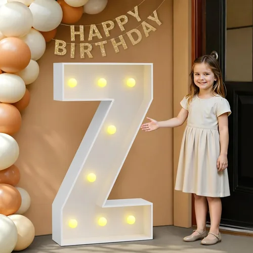 Miniatura 23 de IMPRSV Letras de mosaico iluminadas de marquesina, 4 pies para globos y fiestas, decoración de kit de arco