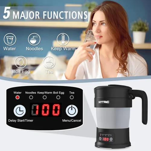 Miniatura 2 de HYTRIC Hervidor Eléctrico de Viaje, Hervidor Eléctrico Plegable Pequeño de 700ML Libre de BPA, Hervidor Portátil con Panel Multifuncional, Hervidor