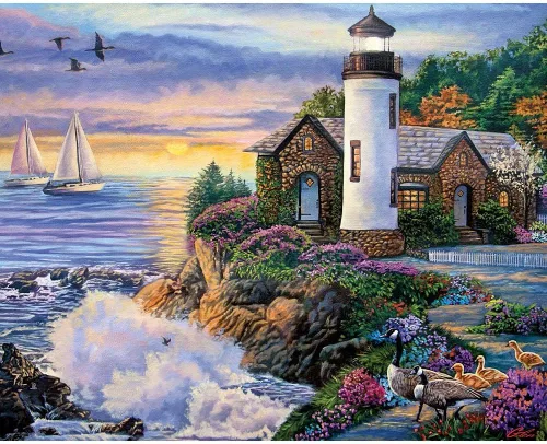 Miniatura 2 de Bits and Pieces Rompecabezas grande de 300 piezas para adultos - Rompecabezas de amanecer en el océano 'Perfect Dawn' por la artista Laura Glen