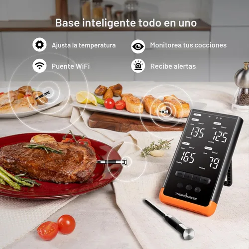 Miniatura 3 de ThermoMaven Termómetro inteligente inalámbrico Bluetooth para carne: Base independiente, termómetro WiFi con Sub-1G, precisión certificada NIST, 6