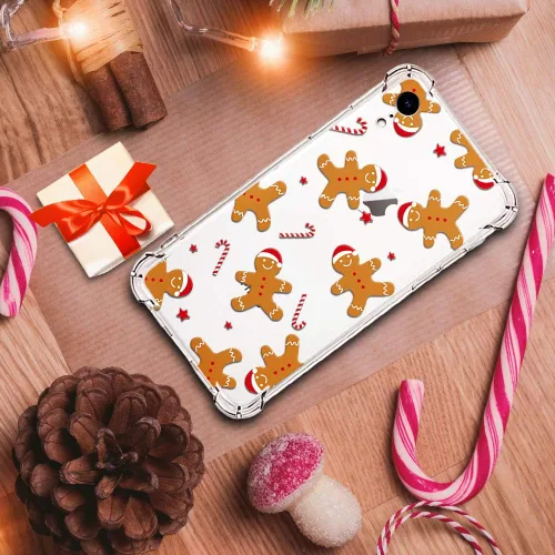 Miniatura 7 de Funda de Navidad para iPhone XR, diseño impreso de hombre de jengibre, transparente, suave, a prueba de golpes, funda protectora de TPU a prueba