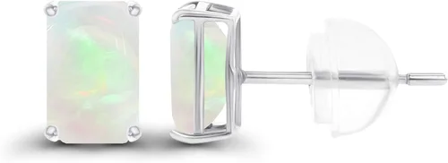 Miniatura 2 de Solid 925 Sterling Silver Gold Plated 6x4mm Emerald Cut Genuine Birthstone Stud Earrings For Women Natural or Created Hypoallergenic Gemstone Stud