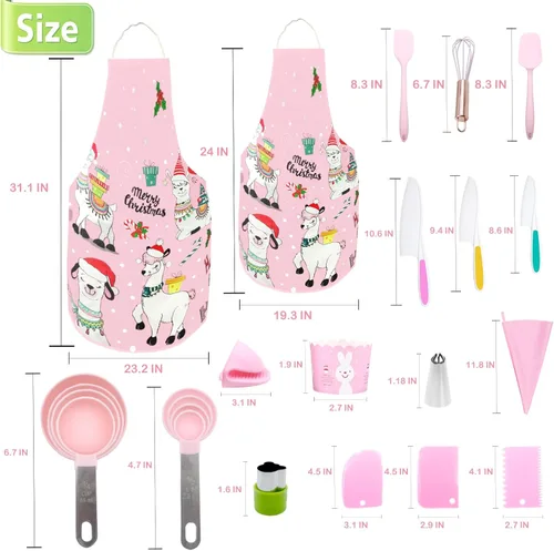 Miniatura 3 de Juego de 76 piezas para hornear y cocinar para niños, delantal para padres e hijos, kit de decoración de tartas, bolsas de tuberías y puntas