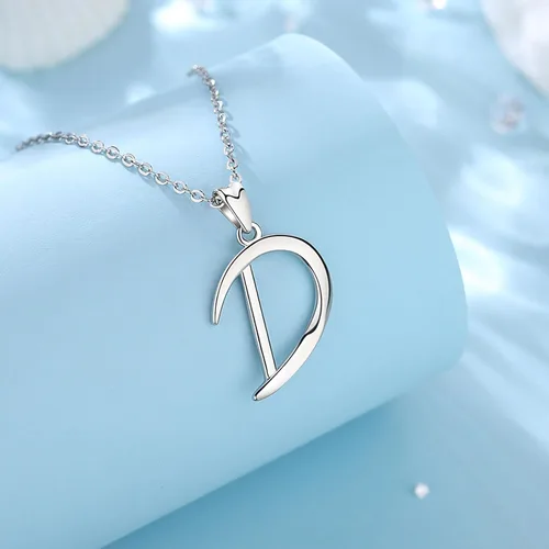 Miniatura 170 de EUDORA Collares de plata esterlina con inicial para mujer, regalos clásicos de 26 letras sin cuello para niñas, hermana, madre hija, cadena de 18