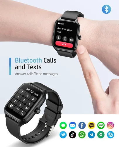 Miniatura 4 de Relojes inteligentes para hombres y mujeres con llamada Bluetooth, rastreador de actividad física de 1.96 pulgadas, pantalla táctil completa HD