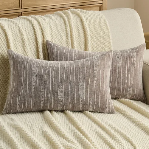 Miniatura 13 de FUTEI Paquete de 2 fundas de cojín de felpilla de 16 x 16 pulgadas, fundas de cojín decorativas con textura de línea suave, decoración moderna