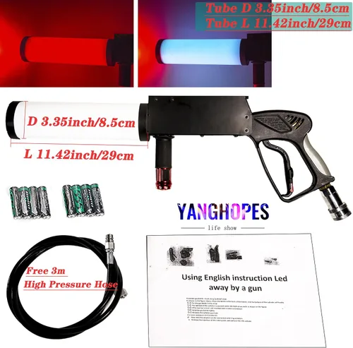 Miniatura 3 de Máquina de humo de mano de CO2 máquina de niebla con luces RGB, máquina de chorro de cañón, equipo de efecto de escenario, tubo de 3.35 pulgadas