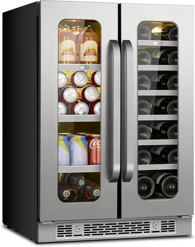 Miniatura 12 de Refrigerador de vino de 15 pulgadas, 29 botellas, refrigerador de vino de doble zona debajo del mostrador con puerta de vidrio, 3 LED integrados