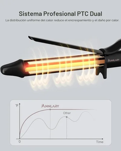 Miniatura 3 de ANNLARY Rizador de pelo de cerámica de titanio de 1 pulgada, rizador de pelo de calentamiento rápido con 8 ajustes de calor con pantalla LED