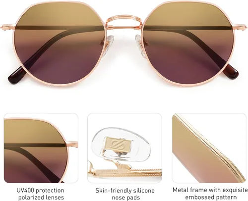 Miniatura 17 de SOJOS Gafas de sol polarizadas redondas de polígono para mujeres y hombres, retro, clásicas, vintage, Panto octogonales, SJ1157