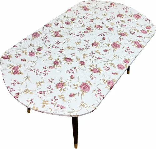 Miniatura 58 de Pioggia Mantel redondo de vinilo ajustable con reverso de franela, mantel elástico, impermeable, a prueba de aceite, mantel de plástico ideal
