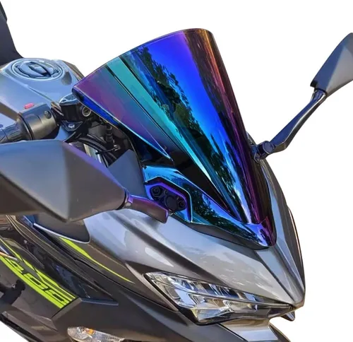 Miniatura 6 de Parabrisas de doble burbuja de plástico ABS para parabrisas Kawasaki Ninja 400 2018 2019 2020 2021 (negro)