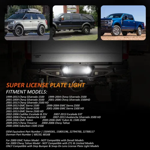 Miniatura 4 de Bestview Carcasa LED para placa de matrícula negra, conjunto de lámpara de etiqueta de repuesto compatible con Chevy Silverado GMC Sierra Avalanche