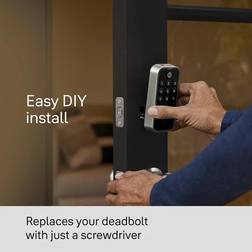 Miniatura 6 de Cerradura Yale de níquel satinado con teclado de código y cerrojo de seguridad para puerta delantera de entrada sin llave, YED210-NR-619