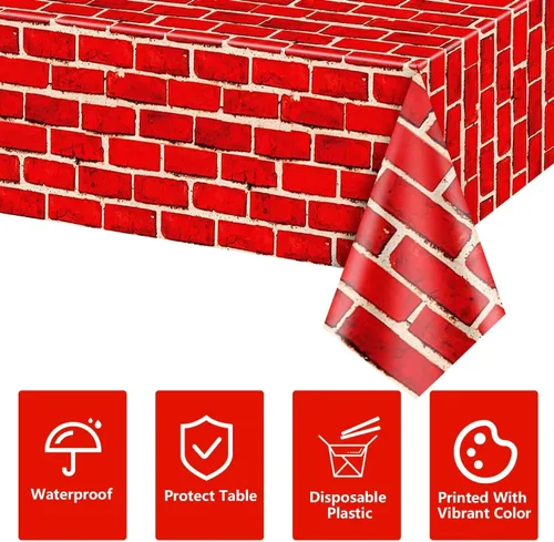 Miniatura 3 de 4 manteles de ladrillo rojo, fondo de pared de ladrillo de 51 x 86 pulgadas, fundas de mesa de ladrillo, decoración de fondo de pared de ladrillo