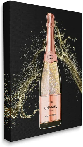 Miniatura 2 de Stupell Industries Ziwei Li 'Glam Fashion Champagne Bottle Splash', arte en lienzo, 16 x 20 pulgadas, fácil de colgar y resistente, fabricado