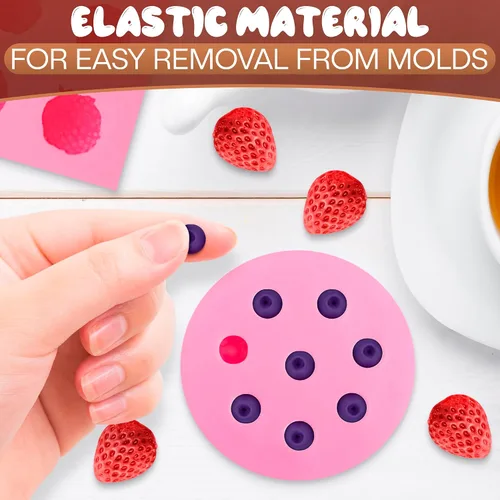 Miniatura 8 de 5 moldes de frutas de silicona, mini moldes de goma de silicona de 1 pulgada con 5 formas realistas de moldes de frutas 3D, diseño de fácil