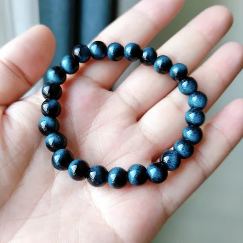 Miniatura 41 de Pulseras de triple protección con piedra de ojo de tigre de obsidiana negra con hematita para hombres y mujeres, pulsera de piedra curativa