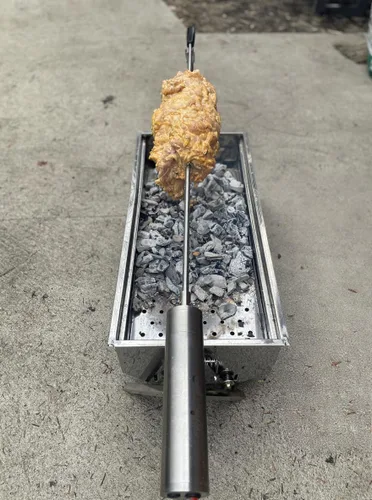Miniatura 7 de Asador eléctrico portátil – Asador de asador de barbacoa de acero inoxidable, altura y velocidad ajustables, cocina al aire libre para campamento