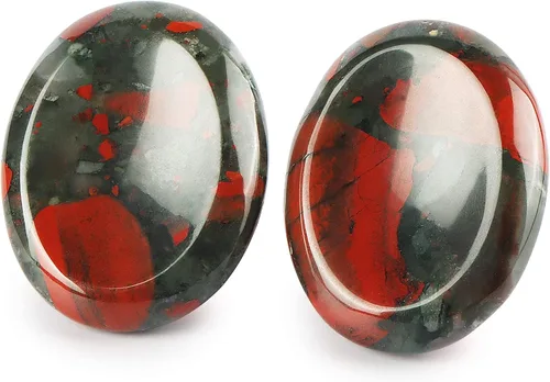 Miniatura 3 de Artistone Juego de 2 piedras de sangre africanas para el pulgar, piedras curativas naturales pulidas para chakras, para aliviar el estrés