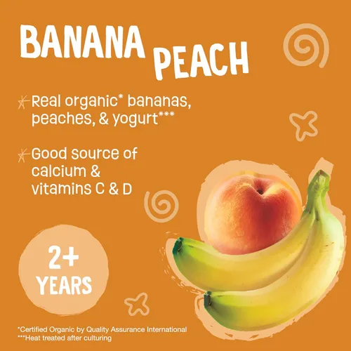 Miniatura 3 de Earth's Best Bolsas de batido de yogur orgánico, más de 24 meses, batido de yogur de frutas para niños de 24 meses en adelante, melocotón