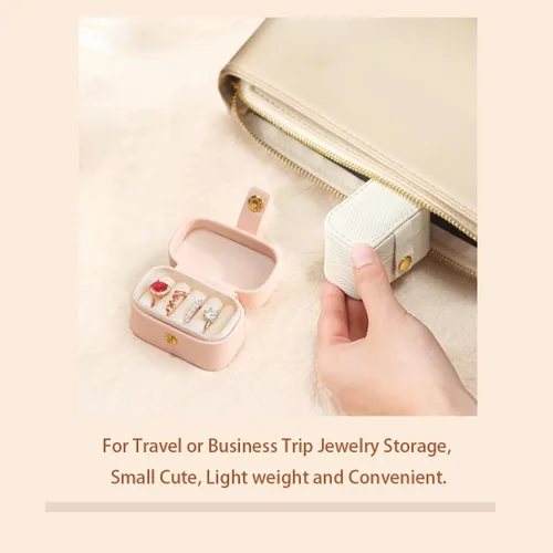 Miniatura 3 de VOMNA Estuche de joyería de viaje, pequeña caja de anillo de joyería, soporte para anillos, mini estuche de joyería de viaje portátil para anillos