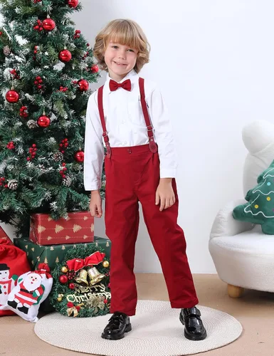 Miniatura 20 de A&J DESIGN Conjunto de ropa formal para niños pequeños con tirantes y tirantes