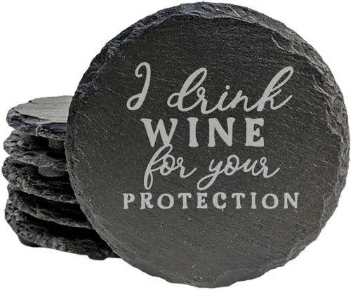 Miniatura 38 de Wine Not? Hilarious Drinking Wine is My Hobby Slate Coasters - Round Slate - Set of 8 Drinking Wine is Not My Habit