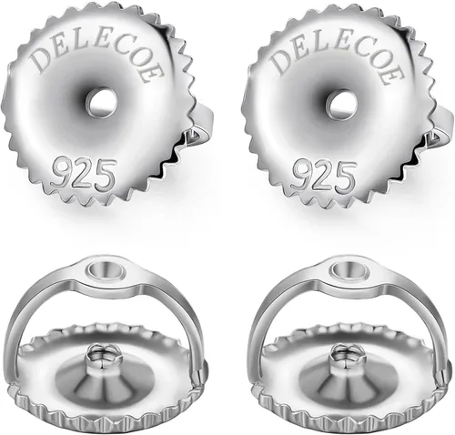 Miniatura 7 de DELECOE 2 pares de aretes de oro con tornillo para poste roscado de 0.032"/20 calibre, repuestos de aretes de plata de ley chapados en oro de 14