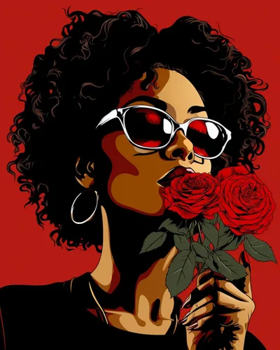 Miniatura 7 de Pintura por Números Afroamericana DIY Pintura Acrílica Kit de Pintura por Números para Niños Adultos Principiantes Chica Negra de Moda DIY Pintura