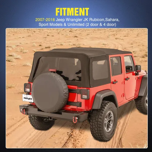 Miniatura 7 de Nilight Protectores de luz trasera, cubiertas de luz trasera negras para Wrangler JK Unlimited 2007-2017, par
