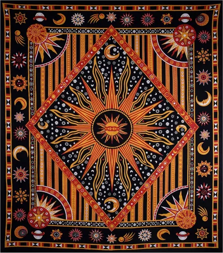 Miniatura 6 de THE ART BOX Tapiz celestial de sol y luna, mandala estético para colgar en la pared para dormitorio y sala de estar, decoración independiente