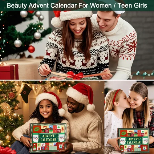 Miniatura 3 de Calendario de Adviento de maquillaje 2026, kit de regalo de maquillaje sorpresa de Navidad de DE'LANCI para mujeres, calendario de cuenta regresiva