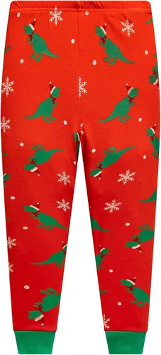Miniatura 3 de Pijamas de Navidad para niños pequeños y niñas, 100% algodón, dinosaurio, estrellado, ropa de dormir de manga larga, 2 piezas, ropa para niños