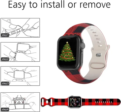 Miniatura 6 de Christmas Watch Bands Compatible with iWatch 38mm 42mm 40mm 44mm, for iWatch Series 1/2/3/4/5/6/7/SE for Christmas Gifts Women Men