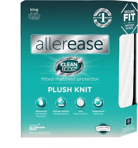 Miniatura 8 de AllerEase CleanBoost - Protector de colchón de punto de felpa, impermeable, barrera de partículas, equilibrio de temperatura, felpa suave, cómodo