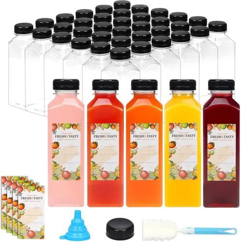 Miniatura 28 de TOMNK 12pcs 2oz Plastic Shot Juice Bottles with Caps, Reusable Clear Bulk Beverage Containers for Ginger Shot, Juice, Milk and Other Beverages