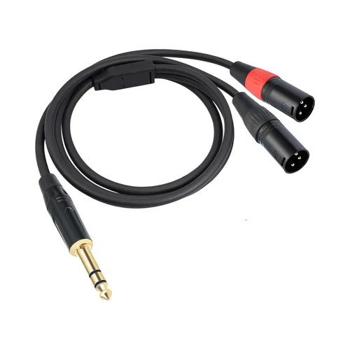 Miniatura 6 de 1/4 TRS a doble XLR macho Y-Splitter Cable de conexión estéreo de 1/4 pulgadas (0.250 in) a 2 XLR Cable de conexión de 3.3 pies